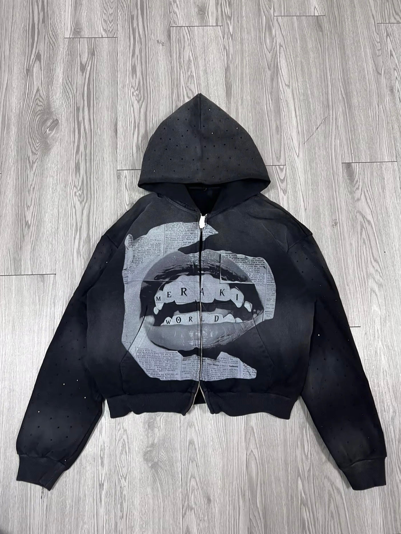 Black Meraki acid washed “diamond bite”