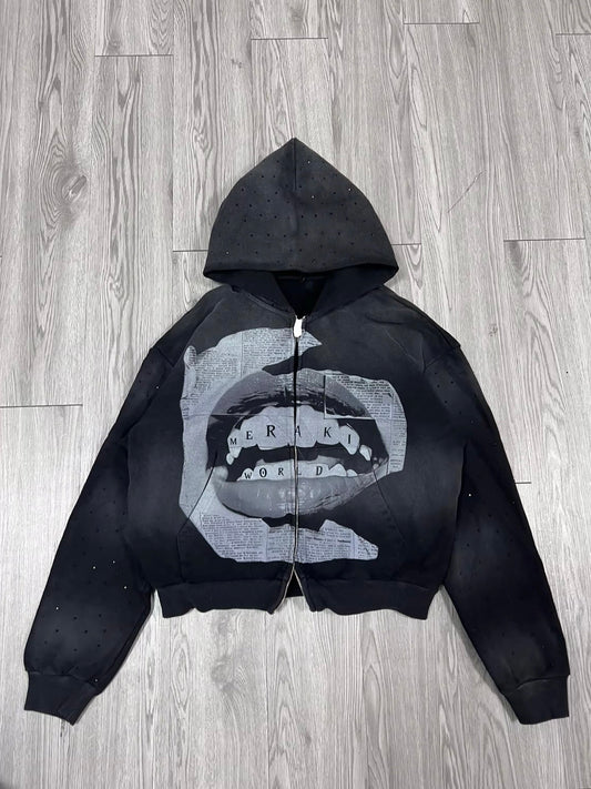 Black Meraki acid washed “diamond bite”